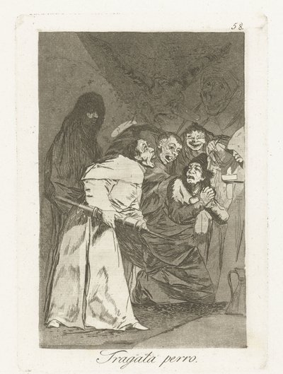 Doorslikken, hond door Francisco de Goya