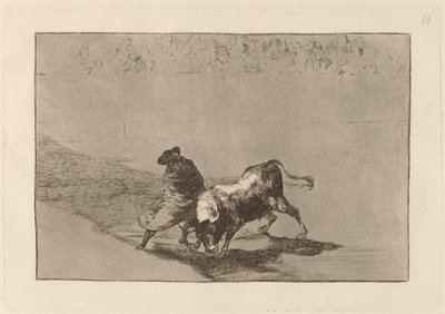 El diestrisimo estudiante de Falces, embozadoburla al toro con sus quiebros door Francisco de Goya