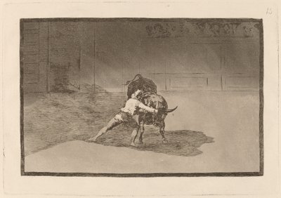 El famoso Martincho poniendo banderillas al quiebro door Francisco de Goya