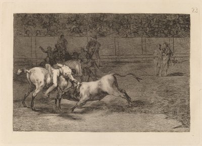 Mariano Ceballos, Alias de Indiaan, Doodt de Stier vanaf Zijn Paard door Francisco de Goya