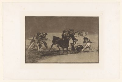 Moren en ezels in gevecht met een stier door Francisco de Goya