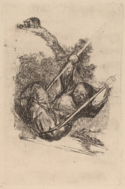 Oude Vrouw op een Schommel door Francisco de Goya