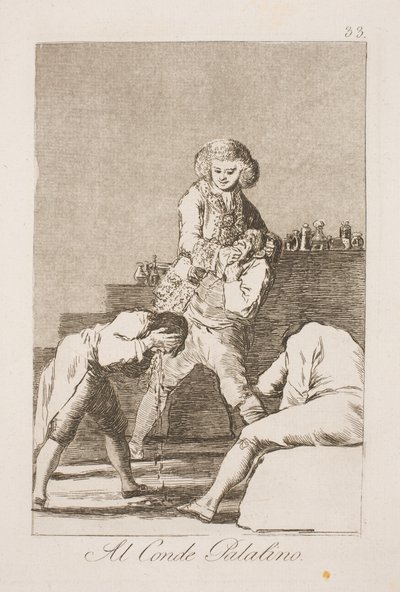 De Paltsgraaf. Minister van Buitenlandse Zaken Urquijo als kwakzalver door Francisco de Goya