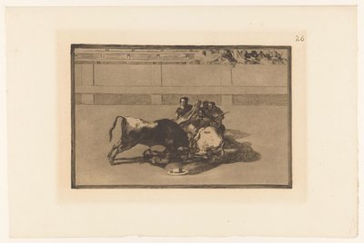 Picador van zijn paard gevallen door Francisco de Goya