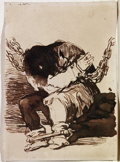 Geketende gevangene zittend door Francisco de Goya