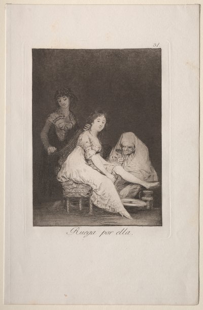 Caprichos: Ze bidt voor haar door Francisco de Goya