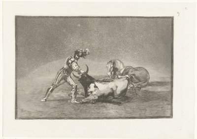 Spaanse ridder doodt een stier door Francisco de Goya