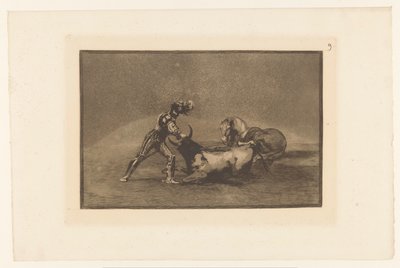 Spaanse ridder doodt een stier door Francisco de Goya