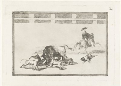 Stier aangevallen door honden door Francisco de Goya