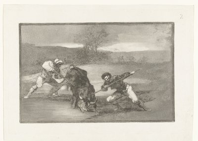 Stierenjacht te voet door Francisco de Goya