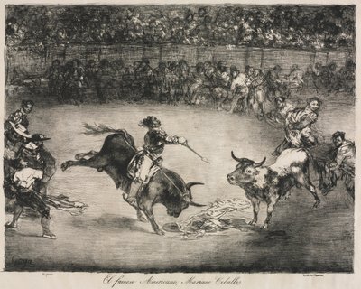 De Stieren van Bordeaux: De Beroemde Amerikaan, Mariano Ceballos door Francisco de Goya