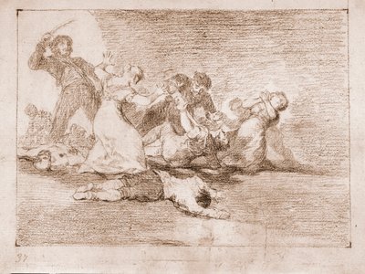 De rampen van de oorlog: Schandelijke winst (tekening) door Francisco de Goya