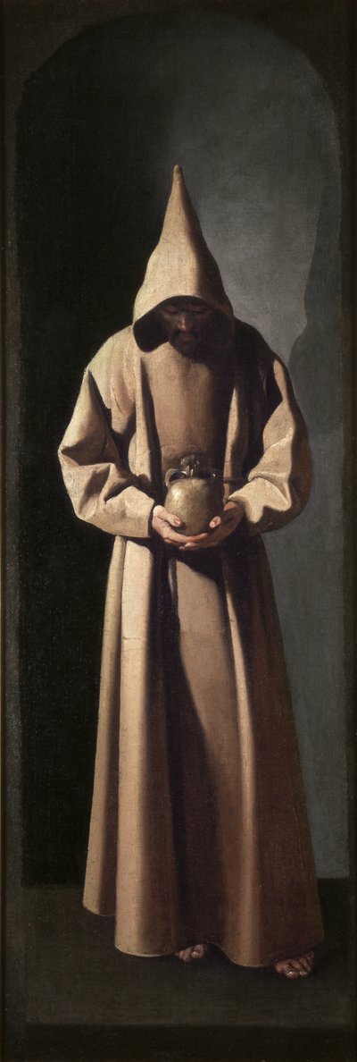 Franciscus aanschouwt een schedel, ca. 1635 (olieverf op doek) door Francisco de Zurbaran