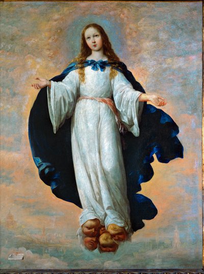 De onbevlekte ontvangenis ... (olieverf op doek) door Francisco de Zurbaran