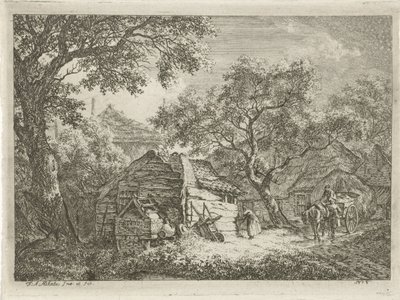 Boerderij omgeven door bomen door Franciscus Andreas Milatz