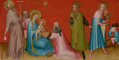 De aanbidding der wijzen met Sint Antonius Abt door Franco Flemish School