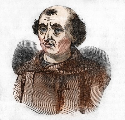 Portret van Arnaud de Brescia (Arnaldo da Brescie) (1090 - 1155), Italiaanse politieke en religieuze hervormer Tekening uit 