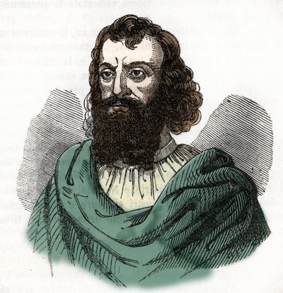 Portret van Keizer Justinianus I (482-565) Tekening uit 