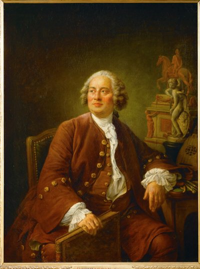 Portret van beeldhouwer Edme Bouchardon ... door Francois-Hubert Drouais