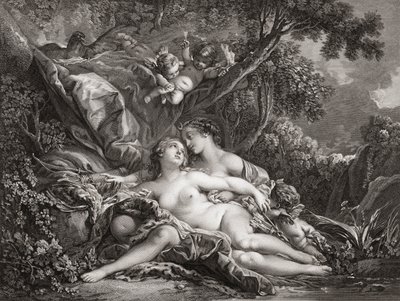 Jupiter en Callisto. (prent) door Francois (after) Boucher