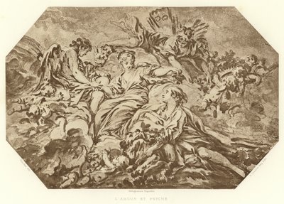 Amor en Psyche door Francois (after) Boucher