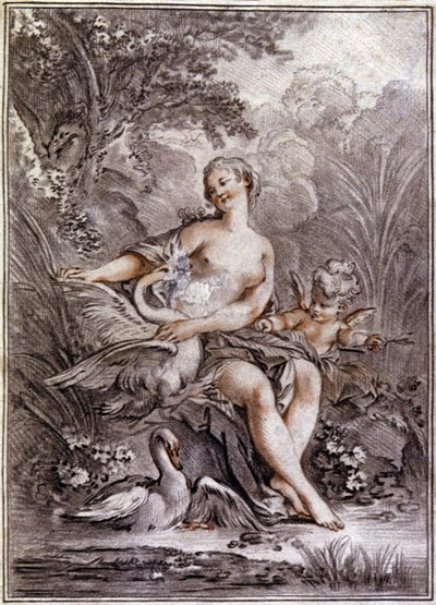 Leda en de zwaan door Francois (after) Boucher