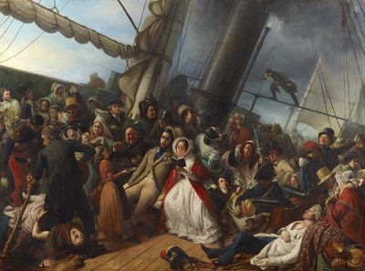 Zeeziekte op een Engelse korvet door François Auguste Biard