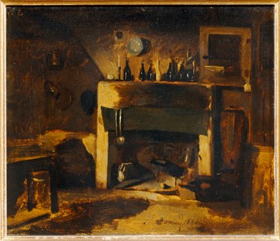 La cheminee - de open haard ... (schilderij op doek) door François Bonvin