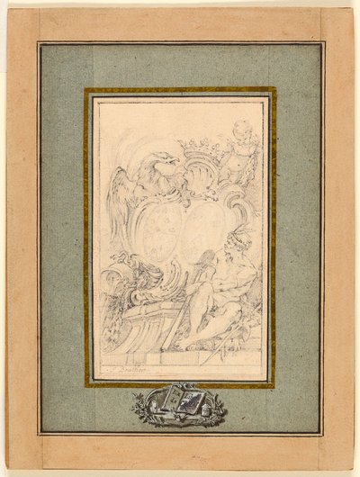 Wapenboekplaat voor Crozat, Baron de Thiers door François Boucher