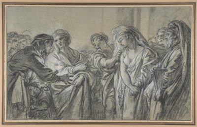 Christus en de vrouw die op overspel betrapt was door François Boucher