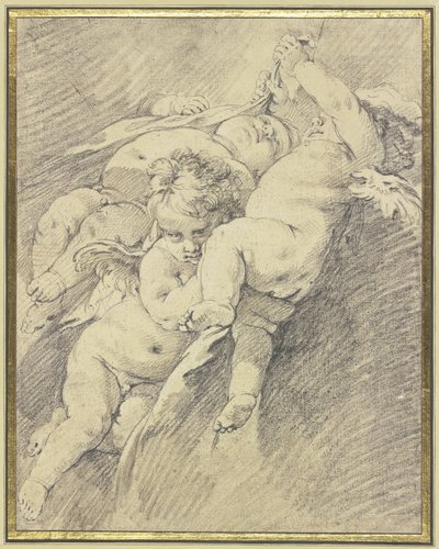 Drie engelen die in de lucht zweven door François Boucher