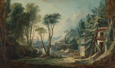 Herderslandschap met rivier door François Boucher