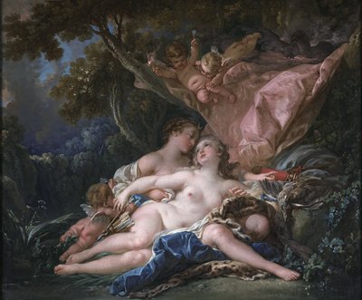 Jupiter in de gedaante van Diana, en de nimf Callisto door François Boucher