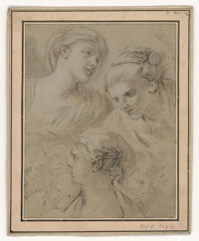 Hoofdstudies die op exemplarische wijze verschillende emoties weergeven door François Boucher