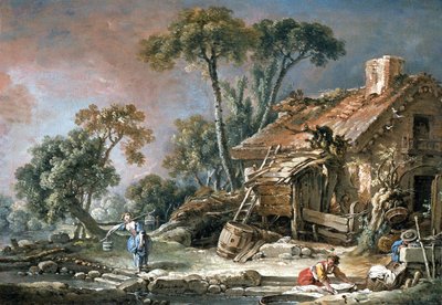 Landschap met boerderij door François Boucher