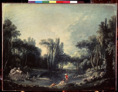 Landschap met een vijver. door François Boucher