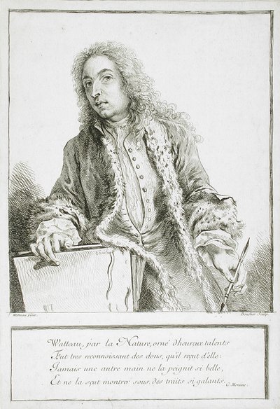 Portret van Antoine Watteau door François Boucher