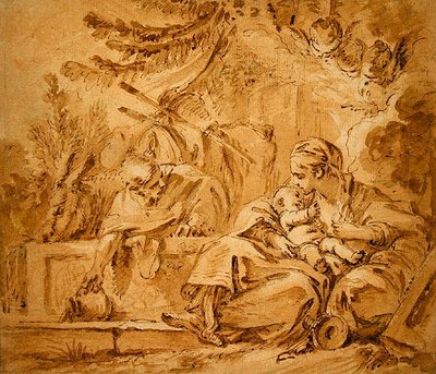 Rust tijdens de vlucht naar Egypte door François Boucher