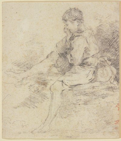 Zittende jongen met blote benen door François Boucher