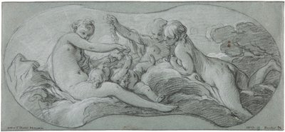 De drie Gratiën spelen met Cupido door François Boucher