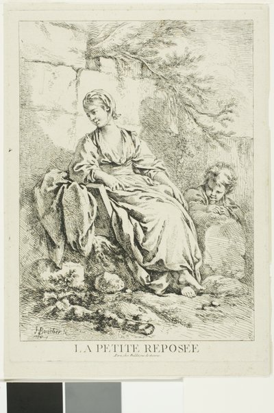 Rustende jonge vrouw door François Boucher
