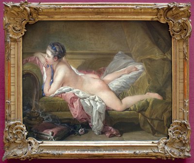 Jong meisje liggend (portret van Marie Louise O Murphy). Naakt op een sofa of de blonde odalisk door François Boucher