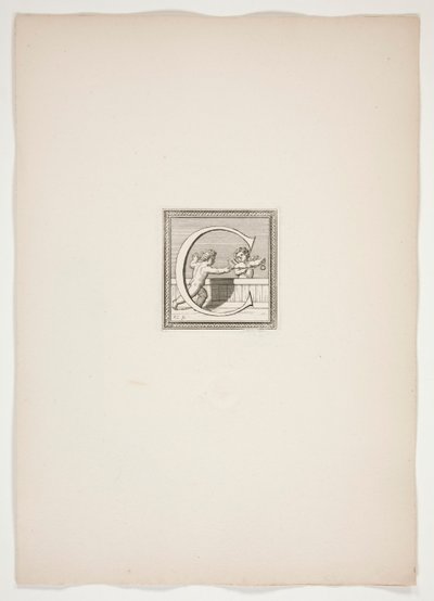 C Monogram met Putti door Francois Chauveau