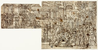 Mythologische scène: Triomf van Alexander (recto) door Francois Chauveau