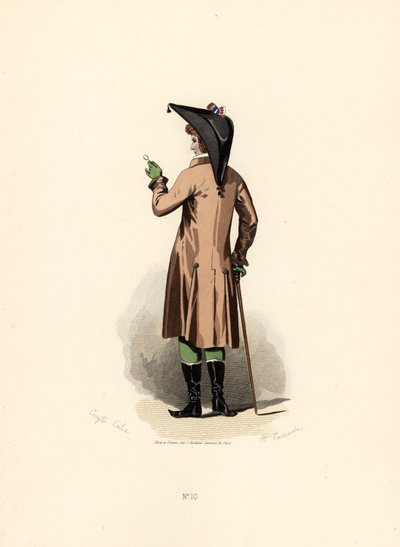 Man in hazelnootkleurige jas met monocle door Francois Claudius (after) Compte Calix