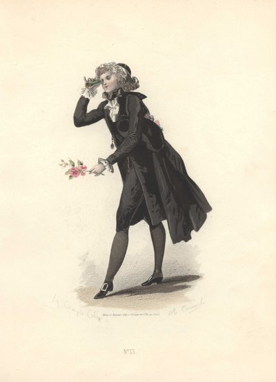 Dandy met lorgnet, tijdperk van Marie Antoinette. door Francois Claudius Compte Calix