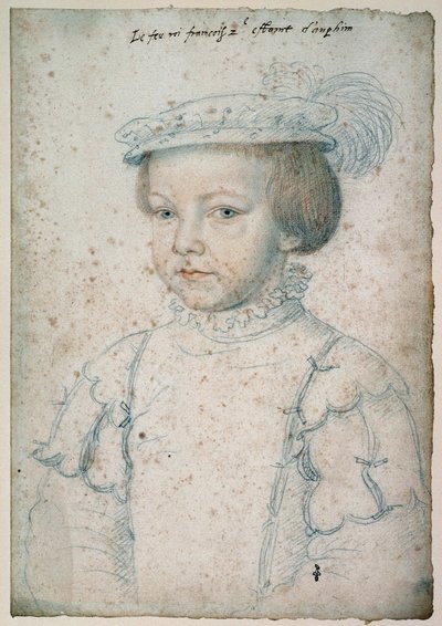 Portret van de koning van Frankrijk Francois II (1544-1560). Tekening door Francois Clouet (1515-1572) door François Clouet