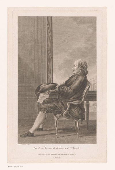 Portret van Benjamin Franklin door Francois Denis Nee