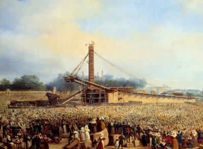 Oprichting van de obelisk van Luxor op Place de la Concorde (25 oktober) door Francois Dubois