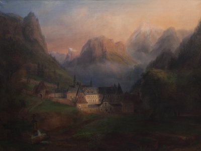 Algemeen uitzicht op het Grande Chartreuse-klooster 1870 door Francois Edme Ricois
